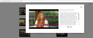 Veiculado em 30 de abril de 2016, no Conexão Futura. Erika Parlato é professora do Departamento de Fonoaudiologia da Faculdade de Medicina da UFMG, Clique na imagem para acessar a entrevista.