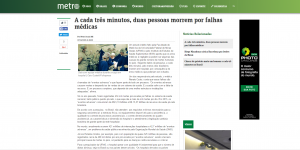Publicado em 7 de novembro de 2016 no portal do jornal Metro. Renato Couto é professor do Departamento de Clínica Médica da Faculdade de Medicina da UFMG. Clique na imagem para acessar a reportagem.